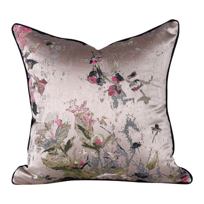 DAVINRICH Huse de pernă în stil pictor impresionist, cu flori roz goale, cu artă jacquard, 45 x 45 cm Decor șic pentru casă