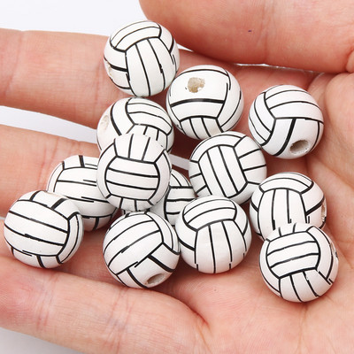 Drvene perle okrugle lopte u više boja Nogomet Košarkaški uzorak Labave razmaknice perle za DIY dječje ogrlice narukvice 16 mm 10 kom/lot