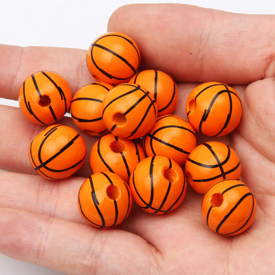 Drvene perle okrugle lopte u više boja Nogomet Košarkaški uzorak Labave razmaknice perle za DIY dječje ogrlice narukvice 16 mm 10 kom/lot