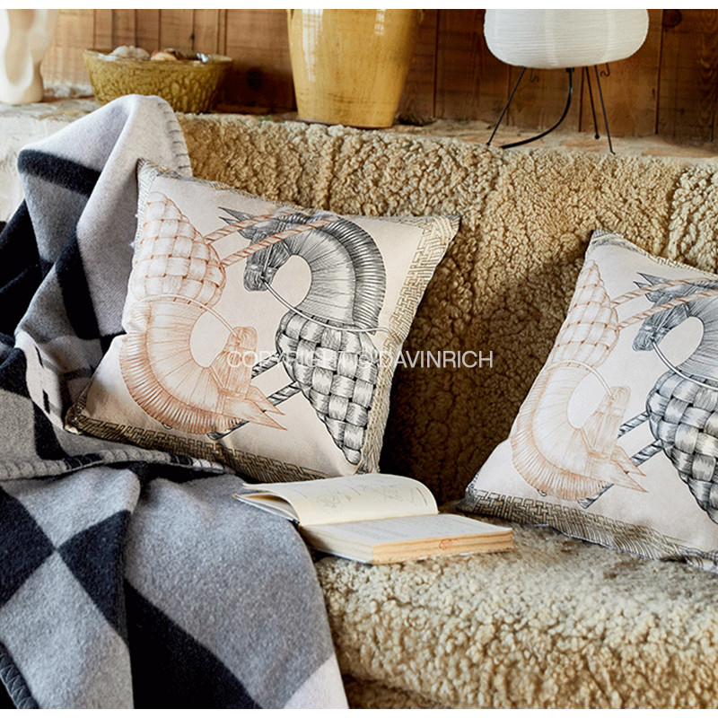 DAVINRICH Ručno oslikane jastučnice s kraljevskim ratnim konjima 2022. Retro ukrasne jastučnice u H stilu Noble Beauty Dekor za dom