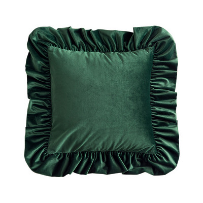 DAVINRICH Italija Luksuzne jastučnice s baršunastim volanima Victoria Retro Ukrasna Ugodna mekana jednobojna jastučnica Tirkizno zelena