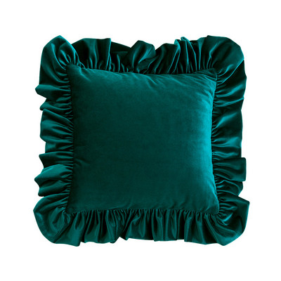 DAVINRICH Italija Luksuzne jastučnice s baršunastim volanima Victoria Retro Ukrasna Ugodna mekana jednobojna jastučnica Tirkizno zelena