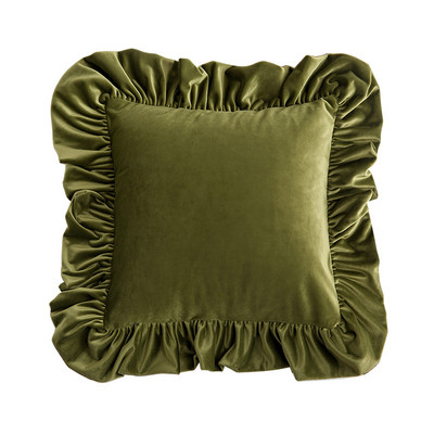 DAVINRICH Italija Luksuzne jastučnice s baršunastim volanima Victoria Retro Ukrasna Ugodna mekana jednobojna jastučnica Tirkizno zelena