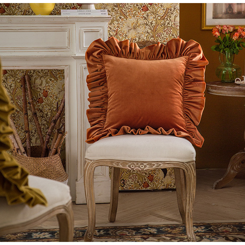 DAVINRICH Italija Luksuzne jastučnice s baršunastim volanima Victoria Retro Ukrasna Ugodna mekana jednobojna jastučnica Tirkizno zelena