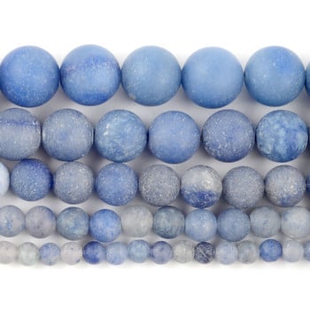 Φυσική Πέτρα Μπλε Χαλαζία Jades Jasper Matte Faceted Crystal Στρογγυλές χάντρες για κοσμήματα κατασκευής χειροποίητων βραχιόλια αξεσουάρ 15\