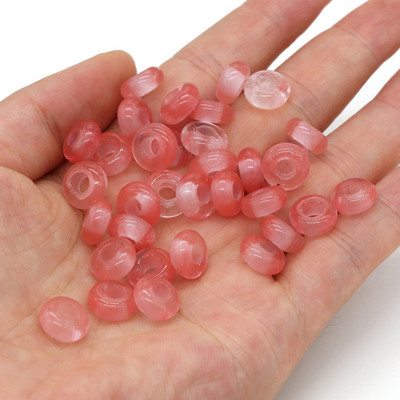 10 komada tirkiznih perli od prirodnog ružičastog kvarca, okruglih perli s velikom rupom, labavih perli za izradu ženskog DIY nakita, ogrlice, veličine 5x10 mm, rupe 4 mm