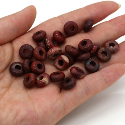 10 komada tirkiznih perli od prirodnog ružičastog kvarca, okruglih perli s velikom rupom, labavih perli za izradu ženskog DIY nakita, ogrlice, veličine 5x10 mm, rupe 4 mm