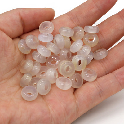 10 komada tirkiznih perli od prirodnog ružičastog kvarca, okruglih perli s velikom rupom, labavih perli za izradu ženskog DIY nakita, ogrlice, veličine 5x10 mm, rupe 4 mm