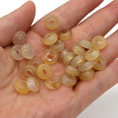 10 komada tirkiznih perli od prirodnog ružičastog kvarca, okruglih perli s velikom rupom, labavih perli za izradu ženskog DIY nakita, ogrlice, veličine 5x10 mm, rupe 4 mm