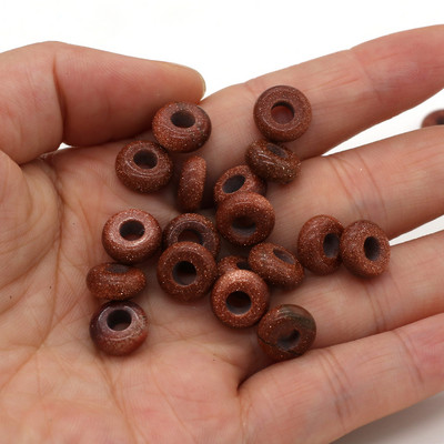 10 komada tirkiznih perli od prirodnog ružičastog kvarca, okruglih perli s velikom rupom, labavih perli za izradu ženskog DIY nakita, ogrlice, veličine 5x10 mm, rupe 4 mm