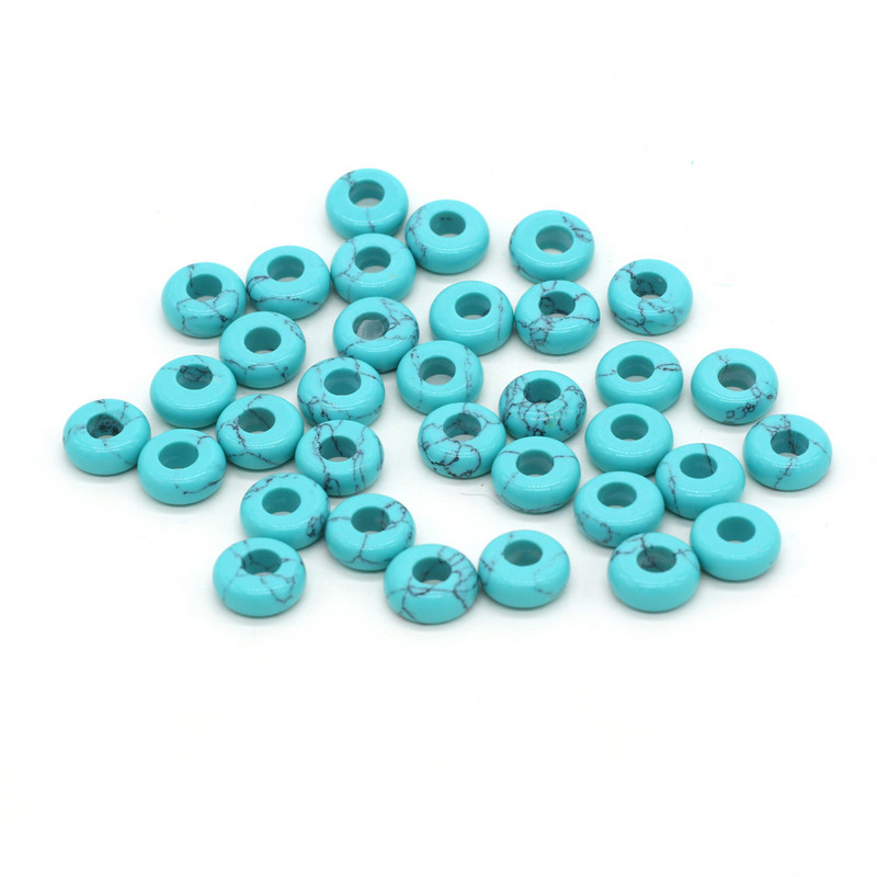 10 komada tirkiznih perli od prirodnog ružičastog kvarca, okruglih perli s velikom rupom, labavih perli za izradu ženskog DIY nakita, ogrlice, veličine 5x10 mm, rupe 4 mm