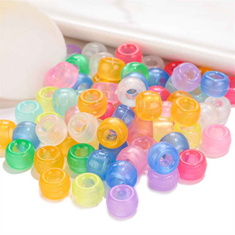 100 komada 6x9 mm velikih rupa od akrilnih perli u obliku kante, svjetlećih prozirnih razmaknica za izradu nakita Dodaci za narukvice DIY