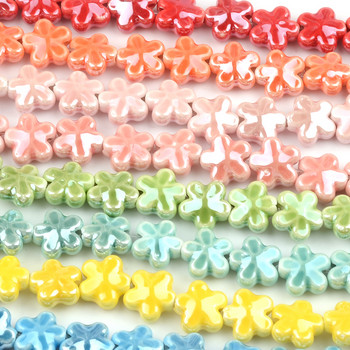 Нови 12 мм пет венчелистчета цветни керамични мъниста за изработка на бижута Смесени свободни порцеланови мъниста Направи си сам Гривна Аксесоари за чар
