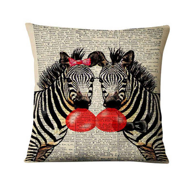 Jastučnica s otisnutim retro starim novinama Jastučić sa slatkim životinjama Ukrasni jastuk Kućni dekor Jastuk za kauč Almofada
