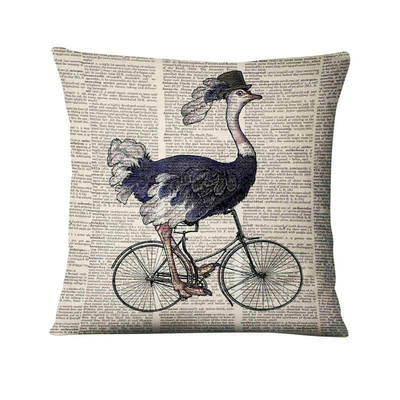 Jastučnica s otisnutim retro starim novinama Jastučić sa slatkim životinjama Ukrasni jastuk Kućni dekor Jastuk za kauč Almofada