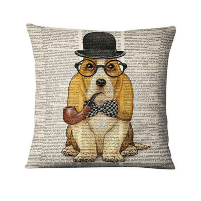 Jastučnica s otisnutim retro starim novinama Jastučić sa slatkim životinjama Ukrasni jastuk Kućni dekor Jastuk za kauč Almofada