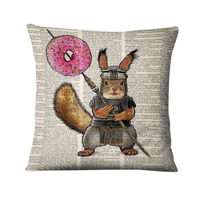 Jastučnica s otisnutim retro starim novinama Jastučić sa slatkim životinjama Ukrasni jastuk Kućni dekor Jastuk za kauč Almofada