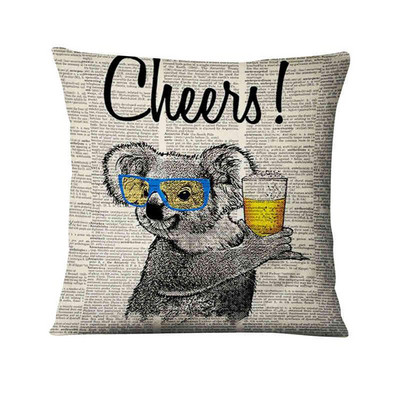 Jastučnica s otisnutim retro starim novinama Jastučić sa slatkim životinjama Ukrasni jastuk Kućni dekor Jastuk za kauč Almofada