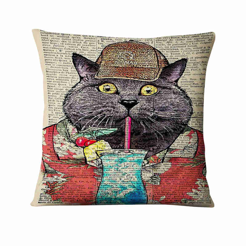Jastučnica s otisnutim retro starim novinama Jastučić sa slatkim životinjama Ukrasni jastuk Kućni dekor Jastuk za kauč Almofada