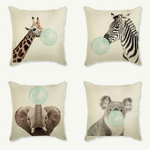 45X45 Jastuk s kreativnim crtanim filmovima, zebra i žirafa, platneni ukrasni jastuk za sofu, kućni dekor Cojines jastuk za sjedalo