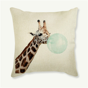45X45 Jastuk s kreativnim crtanim filmovima, zebra i žirafa, platneni ukrasni jastuk za sofu, kućni dekor Cojines jastuk za sjedalo