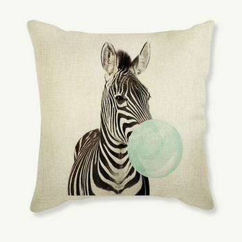 45X45 Creative Cartoon Animal Zebra Girafe εμπριμέ μαξιλάρι από λινό διακοσμητικό μαξιλάρι για καναπέ διακόσμηση σπιτιού Μαξιλάρι καθίσματος Cojines