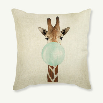 45X45 Creative Cartoon Animal Zebra Girafe εμπριμέ μαξιλάρι από λινό διακοσμητικό μαξιλάρι για καναπέ διακόσμηση σπιτιού Μαξιλάρι καθίσματος Cojines