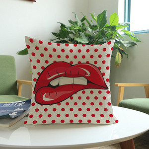 Moderna pop art djevojka Usne Printing Dekoracija doma Nabaci Jastuci Jastuk Pamuk Lan Kauč Auto Stolica Jastučnica almofadas 45x45cm