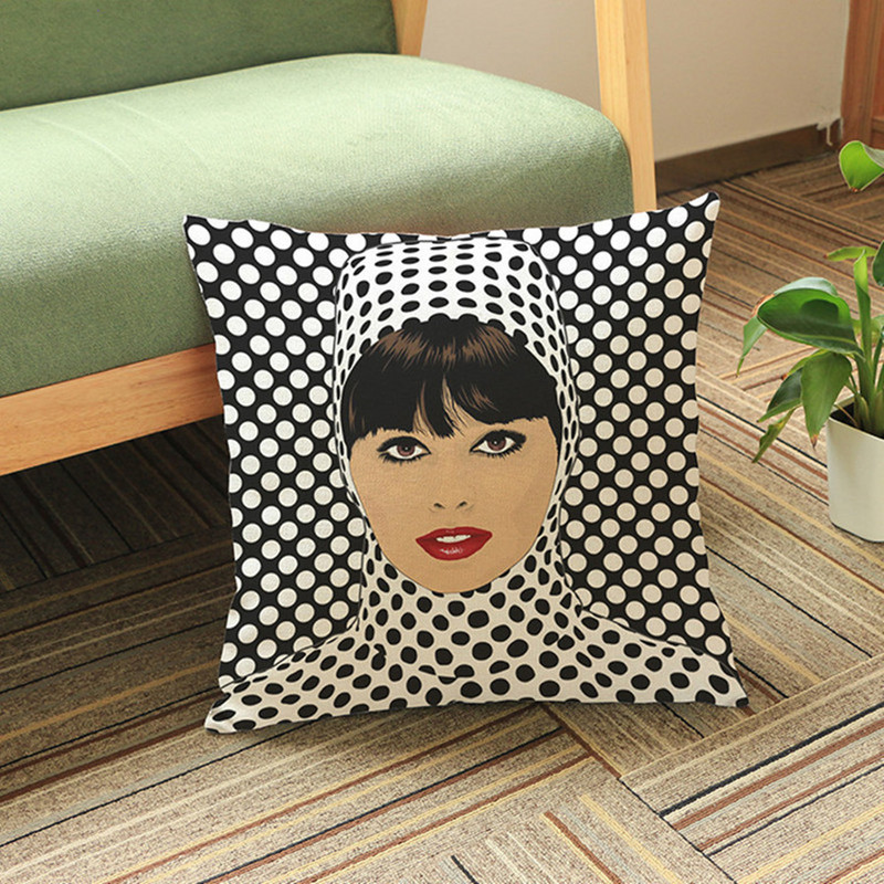 Moderna pop art djevojka Usne Printing Dekoracija doma Nabaci Jastuci Jastuk Pamuk Lan Kauč Auto Stolica Jastučnica almofadas 45x45cm