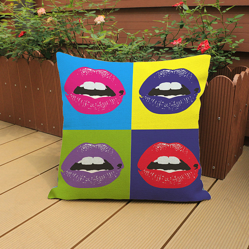 Moderna pop art djevojka Usne Printing Dekoracija doma Nabaci Jastuci Jastuk Pamuk Lan Kauč Auto Stolica Jastučnica almofadas 45x45cm