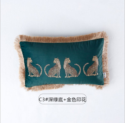 America Leopard jastučnica s resicama Zelena crna kućna ukrasna jastučnica Drvena jastučnica 45X45CM/30x50cm