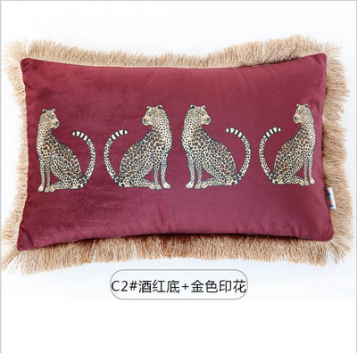 America Leopard jastučnica s resicama Zelena crna kućna ukrasna jastučnica Drvena jastučnica 45X45CM/30x50cm