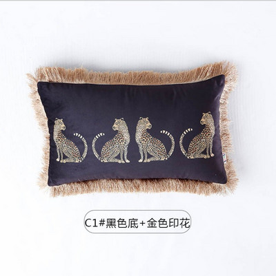 America Leopard jastučnica s resicama Zelena crna kućna ukrasna jastučnica Drvena jastučnica 45X45CM/30x50cm