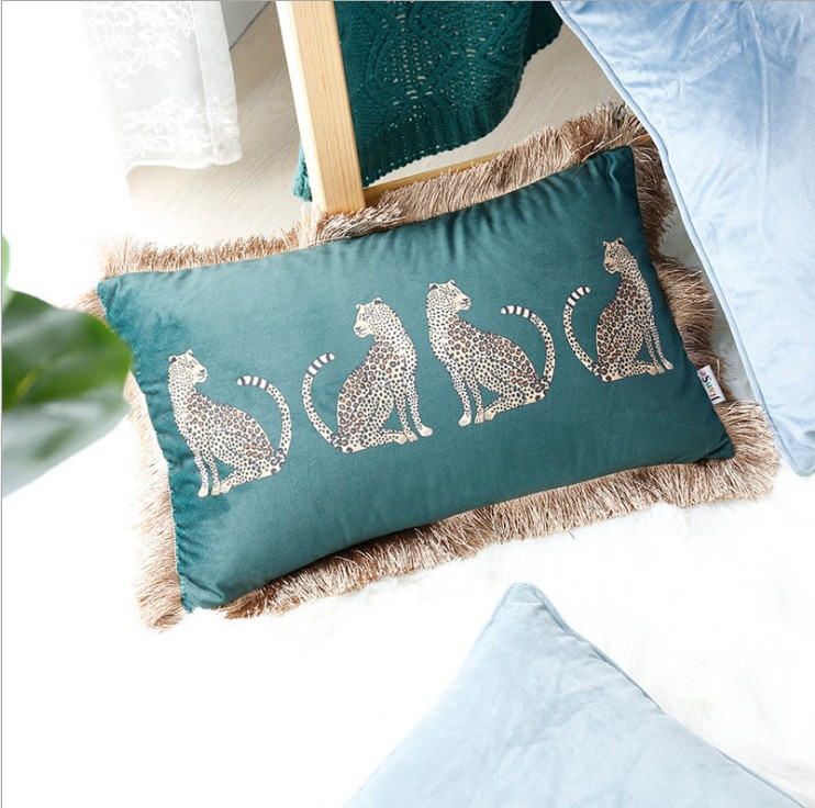 America Leopard jastučnica s resicama Zelena crna kućna ukrasna jastučnica Drvena jastučnica 45X45CM/30x50cm