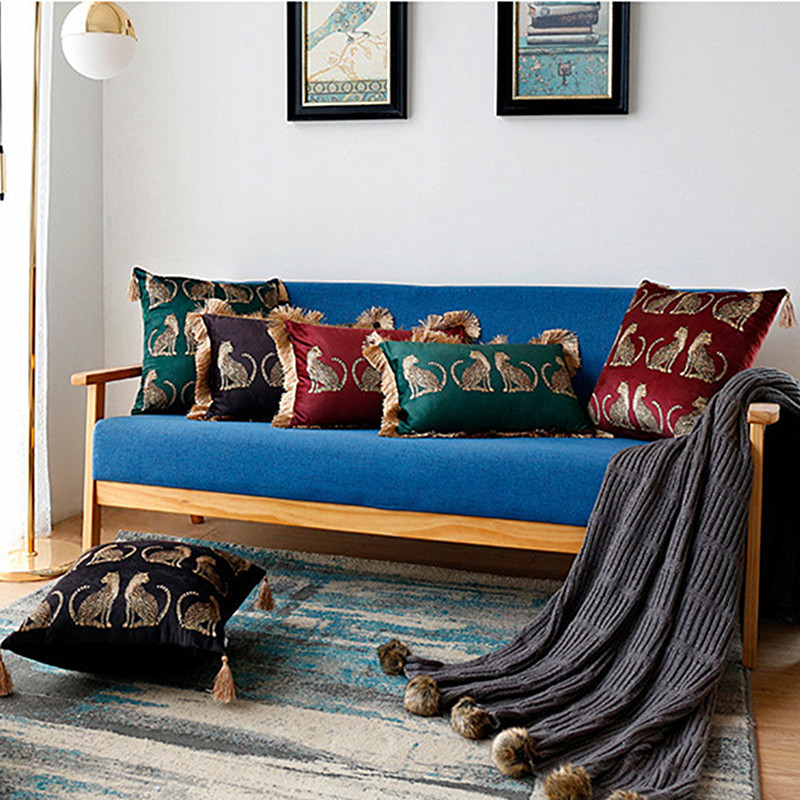 America Leopard jastučnica s resicama Zelena crna kućna ukrasna jastučnica Drvena jastučnica 45X45CM/30x50cm