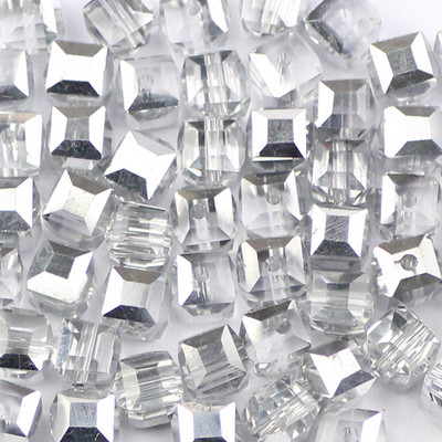 YHBZRET Kvadratni oblik Vrhunske austrijske kristalne perle odstojnik 6 mm 50 kom. Prozirne labave perle za narukvicu za izradu nakita DIY