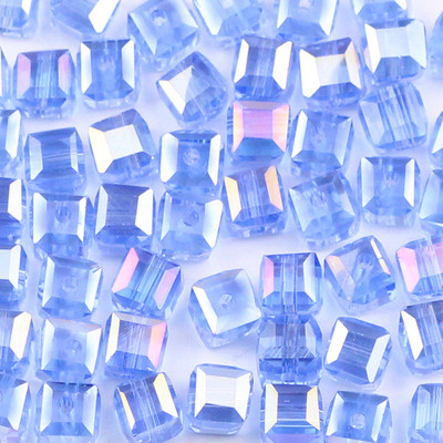 YHBZRET Kvadratni oblik Vrhunske austrijske kristalne perle odstojnik 6 mm 50 kom. Prozirne labave perle za narukvicu za izradu nakita DIY