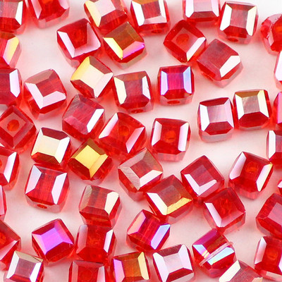 YHBZRET Kvadratni oblik Vrhunske austrijske kristalne perle odstojnik 6 mm 50 kom. Prozirne labave perle za narukvicu za izradu nakita DIY