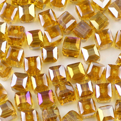 YHBZRET Kvadratni oblik Vrhunske austrijske kristalne perle odstojnik 6 mm 50 kom. Prozirne labave perle za narukvicu za izradu nakita DIY