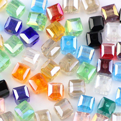 YHBZRET Kvadratni oblik Vrhunske austrijske kristalne perle odstojnik 6 mm 50 kom. Prozirne labave perle za narukvicu za izradu nakita DIY