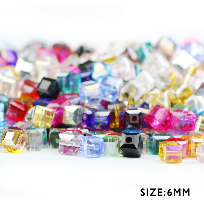 YHBZRET Kvadratni oblik Vrhunske austrijske kristalne perle odstojnik 6 mm 50 kom. Prozirne labave perle za narukvicu za izradu nakita DIY