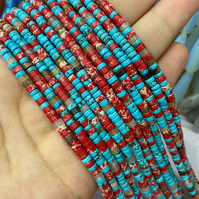 Prirodni kamen 2*4 mm plosnati cilindar crveno zeleni kalcedon morski sedimenti jaspis cijev razmak perle za izradu nakita diy narukvica