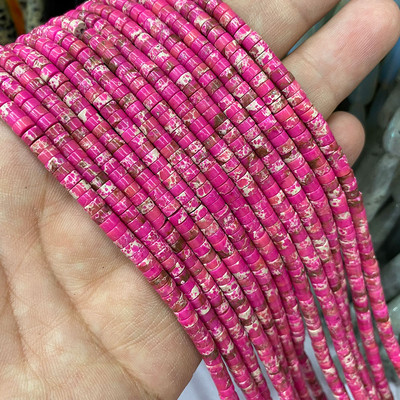 Prirodni kamen 2*4 mm plosnati cilindar crveno zeleni kalcedon morski sedimenti jaspis cijev razmak perle za izradu nakita diy narukvica