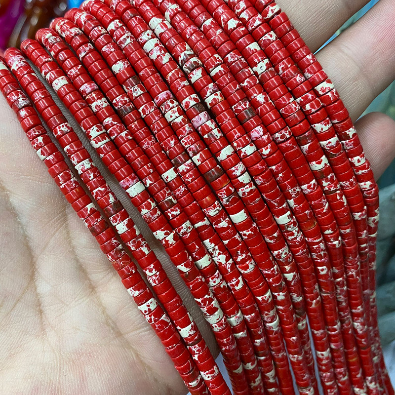 Prirodni kamen 2*4 mm plosnati cilindar crveno zeleni kalcedon morski sedimenti jaspis cijev razmak perle za izradu nakita diy narukvica