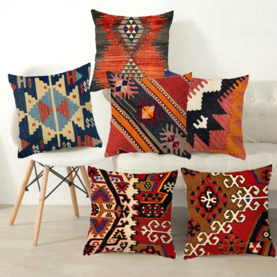 Bohém minták vászon párnák tok többszínű Absztrakt etnikai geometria nyomtatás dekoratív párnahuzat nappali kanapé párna