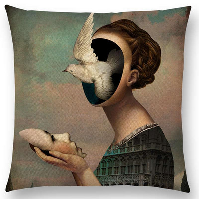 45x45 cm Elegáns hölgy, kedves lány Shakespeare fantáziafestéket játszik, szív ingyenes kívánság tengeri párnahuzat, kanapé kidobó párnahuzat