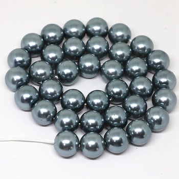Σκούρο γκρι 4-14 χιλιοστά μέγεθος επιλογής στρογγυλή απομίμηση κοχυλιού μαργαριτάρι χάντρες μόδας ταιριάζει diy κολιέ βραχιόλι κοσμήματα κατασκευή 15 ιντσών B1618