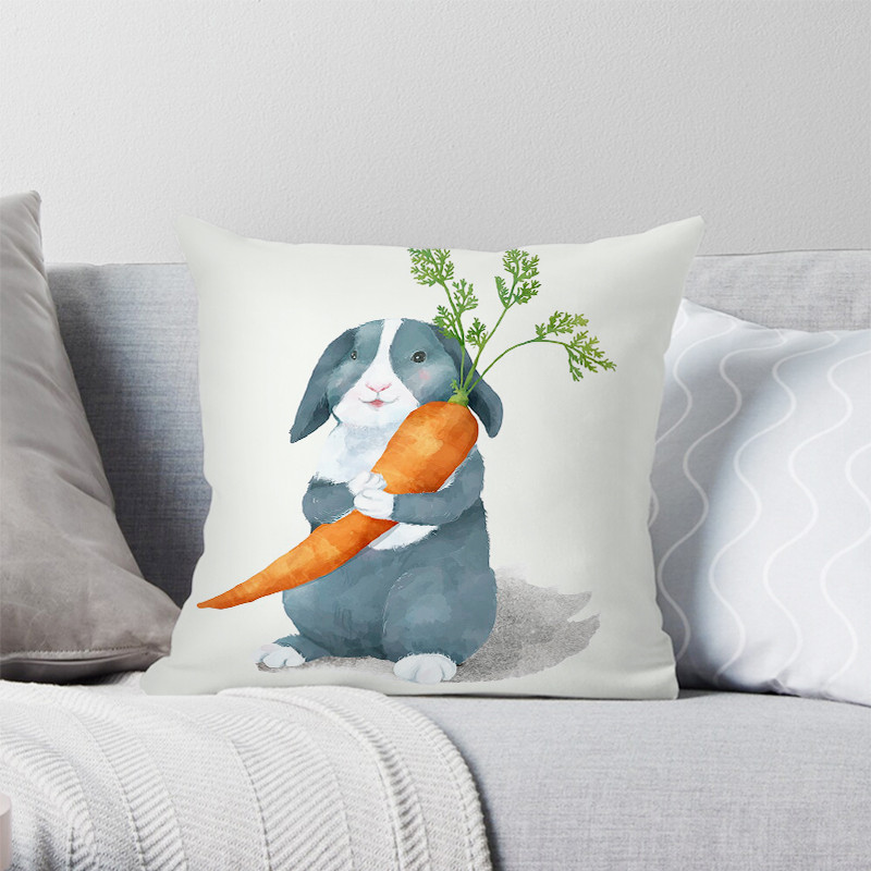 Sofa Baršunasta jastučnica 45X45 Kućni ukrasni bijeli jastuci Životinja Zec Panda Jastučnica Kućna dekoracija Jastučnica