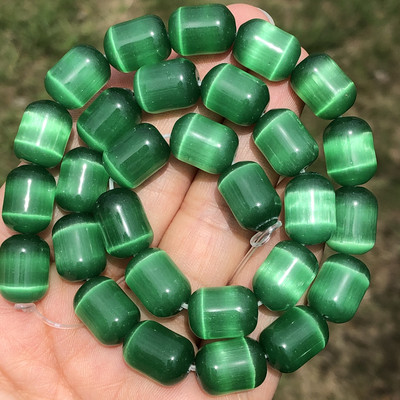 10x14 mm Естествен камък с котешко око Форма на цилиндър Свободни дистанционни мъниста Направи си сам Гривна Колие Намиране на аксесоари за изработка на бижута