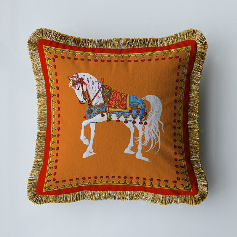 Baršunasta tkanina Američki luksuzni dvostrani ispis s kićankama Kućni kauč Jastučnica Jastučnica bez jezgre Dnevni boravak Spavaća soba 45 cm